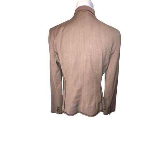 Anne Klein size 8P Wool Blend Micro Chevron Pocket 2 Button Lined Padded Blazer - Picture 12 of 12